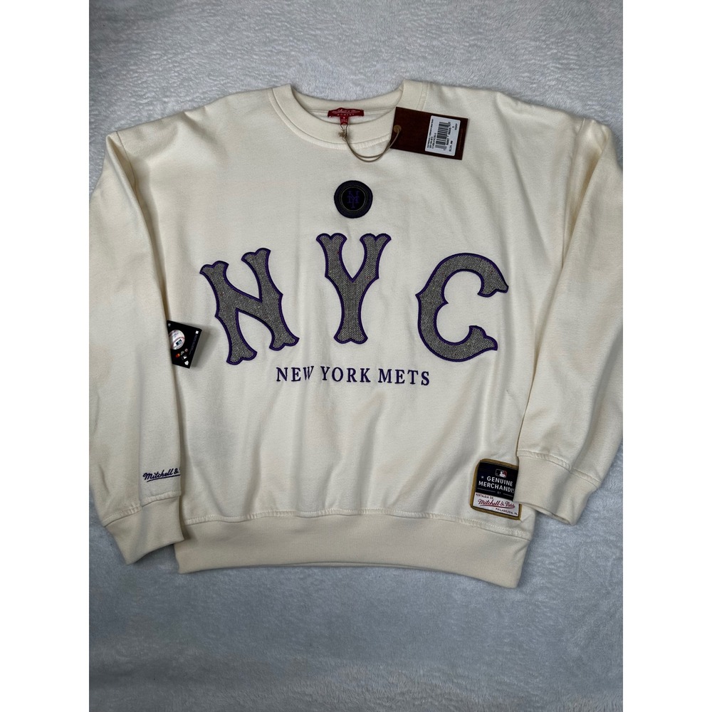 Mitchell & Ness New York Mets Womens Crewneck Sweatshirt Cream NYC-S